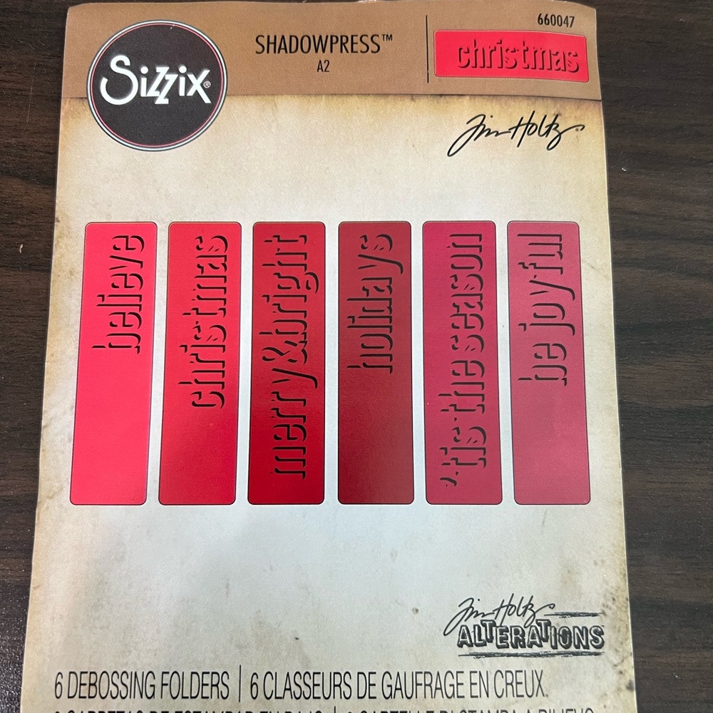 Sizzix Tim Holtz  shadow press Christmas embossing folder set